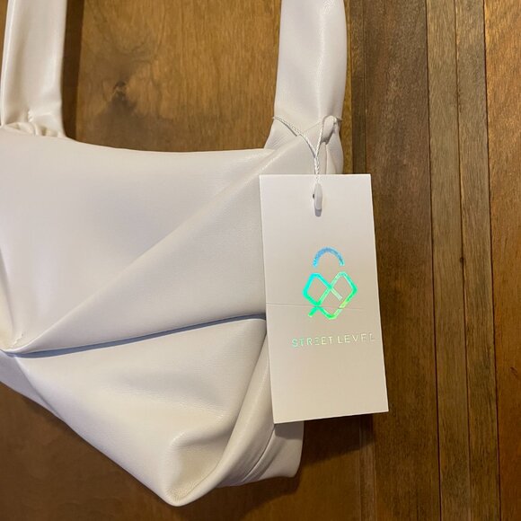 STREET LEVEL handbag! So Soft Vegan Leather Cream Knot Bag. RARE Shoulder Purse! - Picture 3 of 16